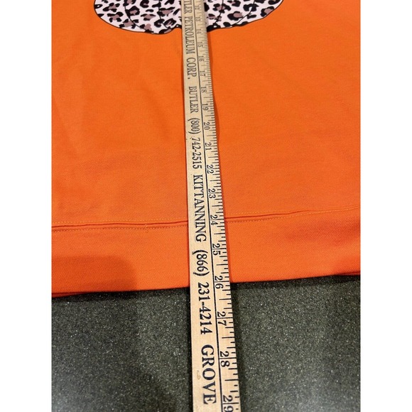 Women's Lightweight Orange Animal Print Pumpkin Sweatshirt Long Sleeve XL Fall - Picture 7 of 8